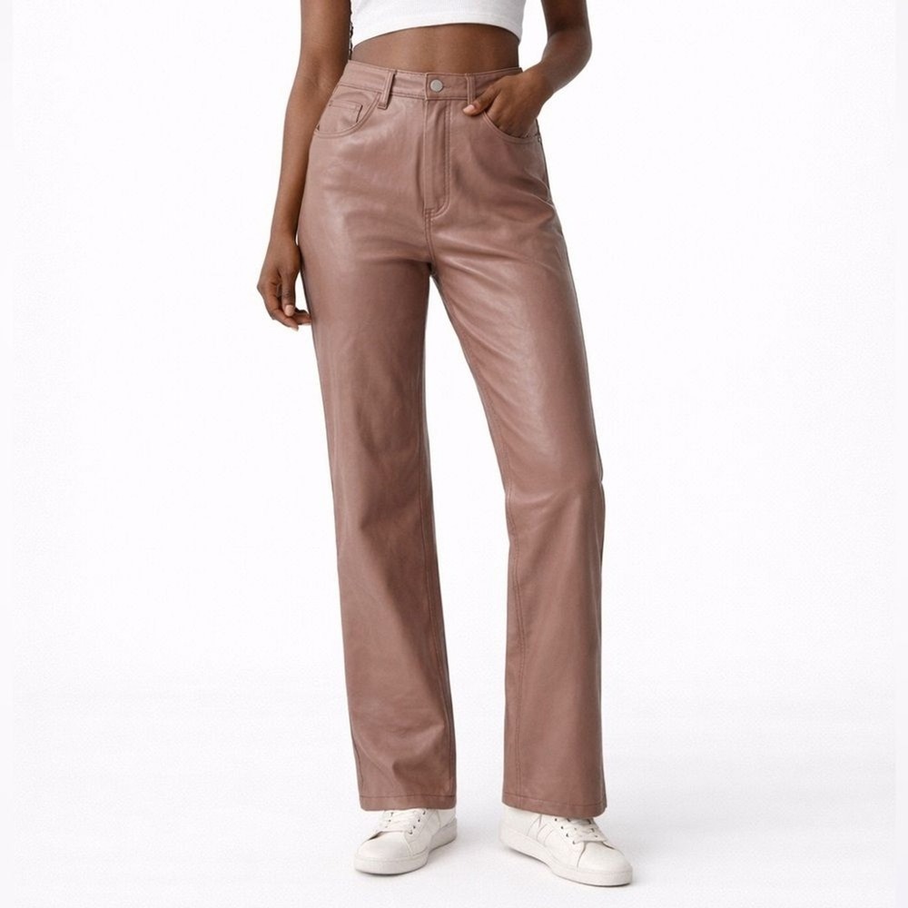 Abercrombie‎ & Fitch 90s Curve Love Pants Size 28 Brown Faux Leather Night Out